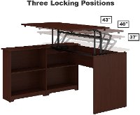 Harvest Cherry 3 Position Sit to Stand Corner Bookshelf Desk - Cabot-5