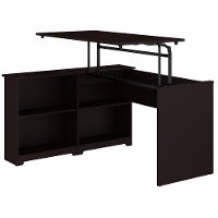 Espresso Oak 3 Position Sit to Stand Corner Bookshelf Desk - Cabot-2