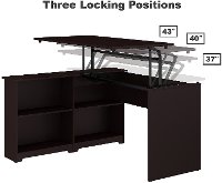 Espresso Oak 3 Position Sit to Stand Corner Bookshelf Desk - Cabot-5