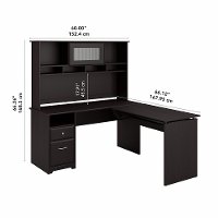 Espresso Oak L Shaped Sit to Stand Desk with Hutch - Cabot-6