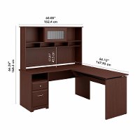 Harvest Cherry L Shaped Sit to Stand Desk with Hutch - Cabot-4