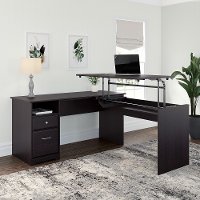 Espresso Oak L Shaped Sit to Stand Office Desk - Cabot