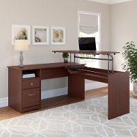 Harvest Cherry L Shaped Sit to Stand Office Desk - Cabot