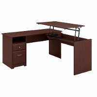 Harvest Cherry L Shaped Sit to Stand Office Desk - Cabot-2