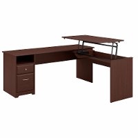 Harvest Cherry 3 Position L Shaped Sit to Stand Desk - Cabot-2