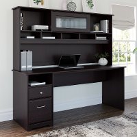 Espresso Oak Computer Desk with Hutch and Drawers - Cabot