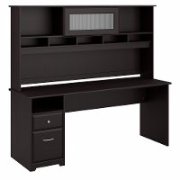 Espresso Oak Computer Desk with Hutch and Drawers - Cabot-2