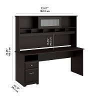 Espresso Oak Computer Desk with Hutch and Drawers - Cabot-5