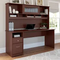 CAB049HVC Cabot Harvest Cherry Computer Desk with Hutch and Drawers