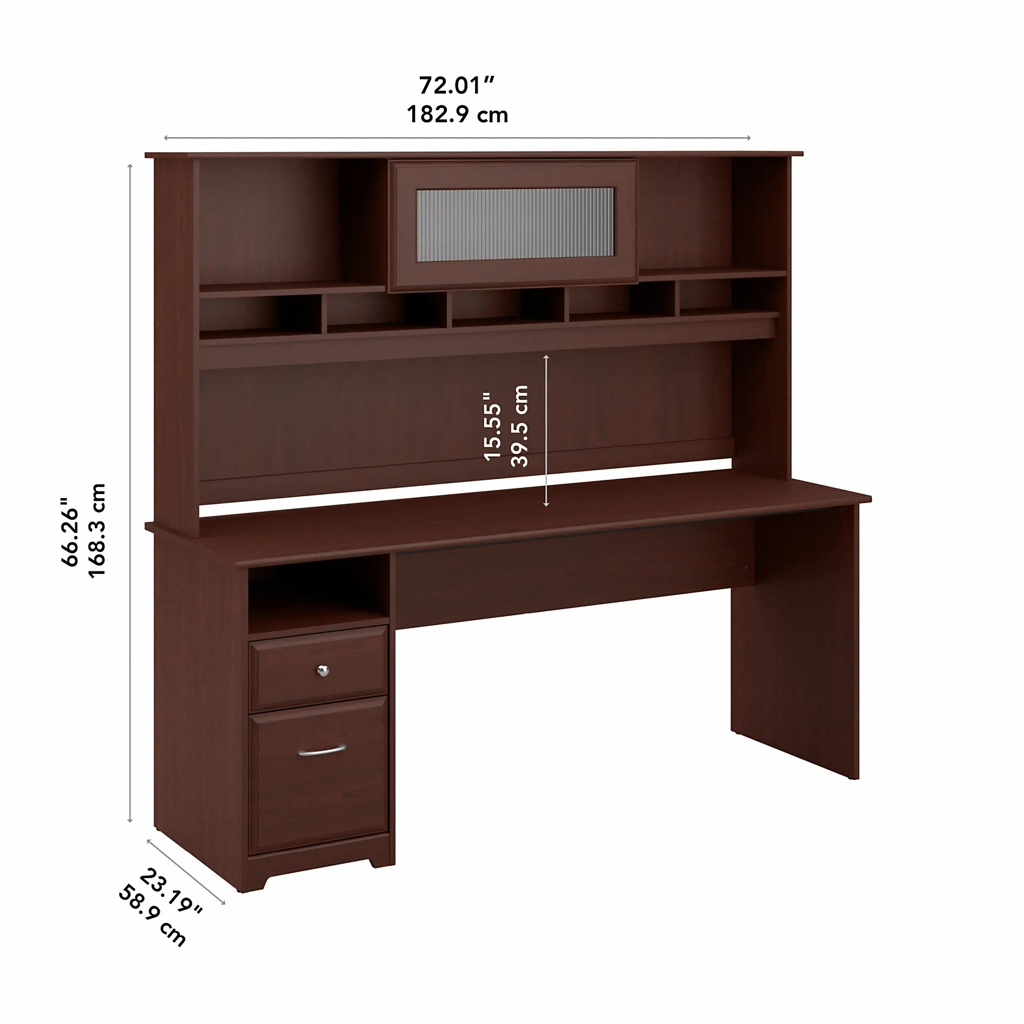 CAB049HVC Cabot Harvest Cherry Computer Desk with Hutch and Drawers-5