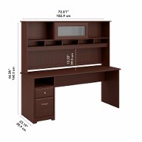 Harvest Cherry Computer Desk with Hutch and Drawers - Cabot-5