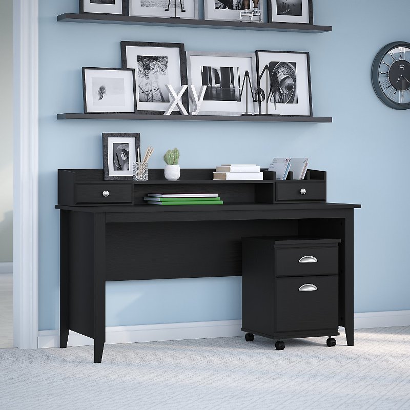Kathy Ireland Writing Desk With Mobile File Cabinet And Desktop