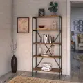 KI50108-03 Industrial Golden Pine 5 Shelf Etagere Bookcase - Ironworks