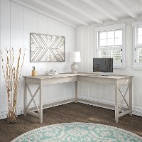 Washed Gray L Shaped Desk - Key West
