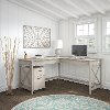 Washed Gray L Shaped Desk with Mobile File Cabinet - Key West
