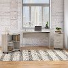 Washed Gray Small Desk with Mobile File Cabinet and Bookcase - Office Complete