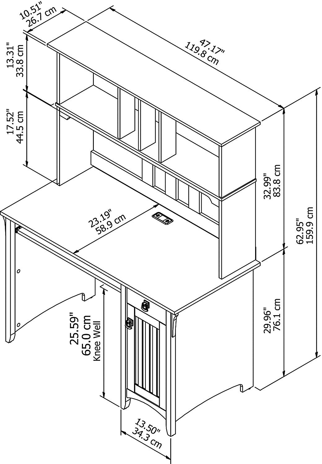 Cape Cod Gray Computer Desk with Hutch - Salinas-7