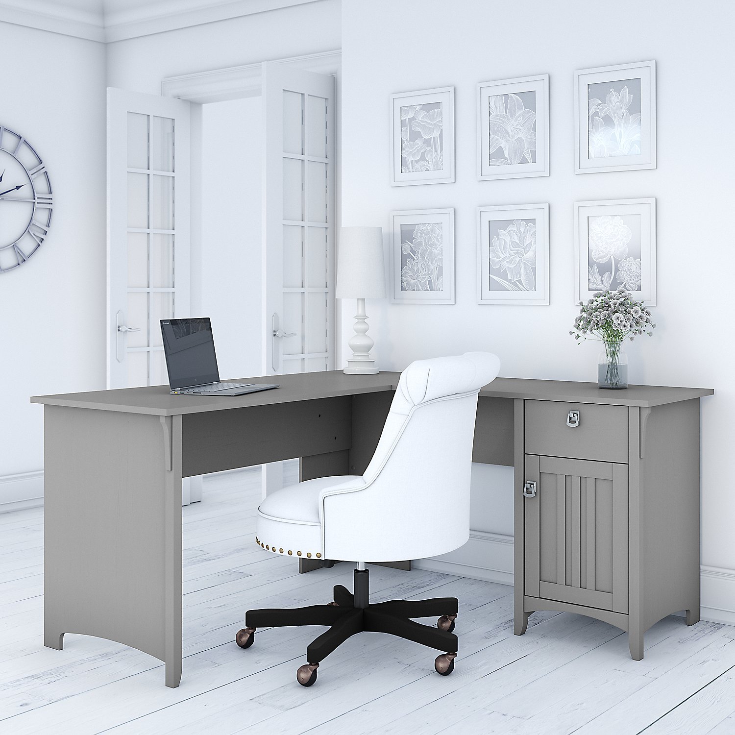 Salinas Cape Cod Gray L Shaped Desk with Storage-1