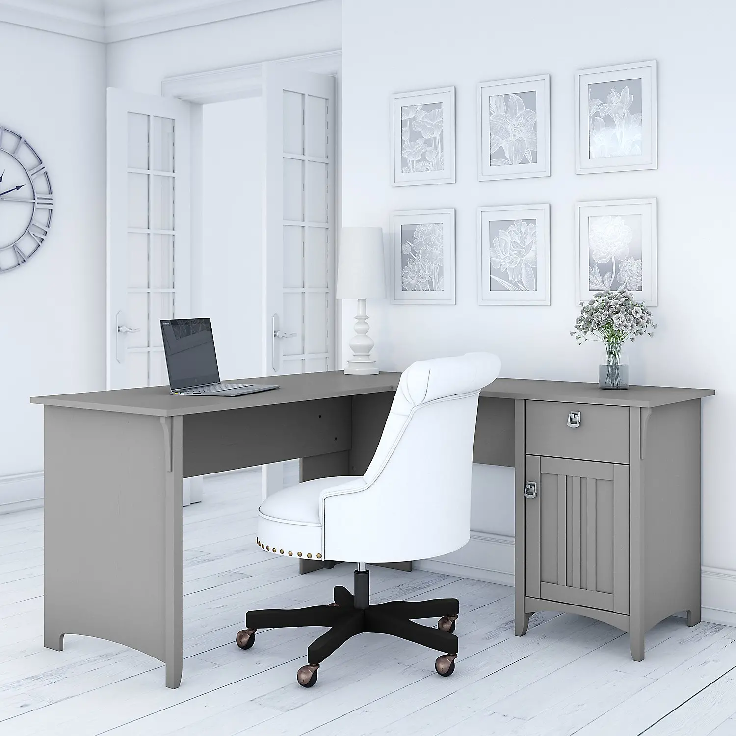 SAD160CG-03 Salinas Cape Cod Gray L Shaped Desk with Storage-1