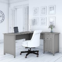Salinas Cape Cod Gray L Shaped Desk with Storage