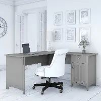 SAD160CG-03 Salinas Cape Cod Gray L Shaped Desk with Storage