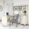 SAL004AW Salinas Antique White L Shaped Pedestal Desk with Hutch - Bush Furniture
