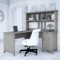Cape Cod Gray L Shaped Desk with Hutch - Salinas-2