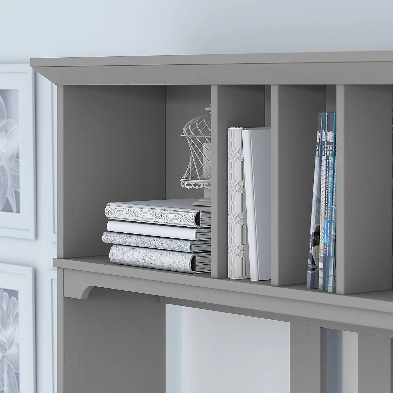 SAL004CG Salinas Cape Cod Gray L Shaped Pedestal Desk with Hutch-4