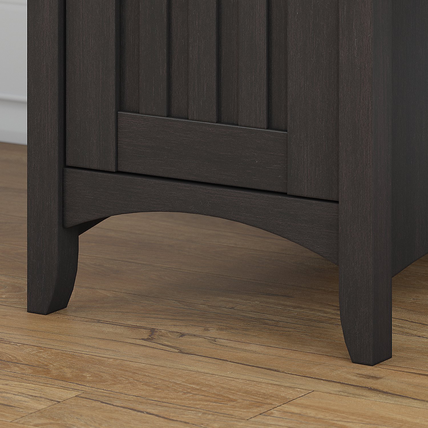 Salinas Vintage Black L Shaped Pedestal Desk with Hutch-6