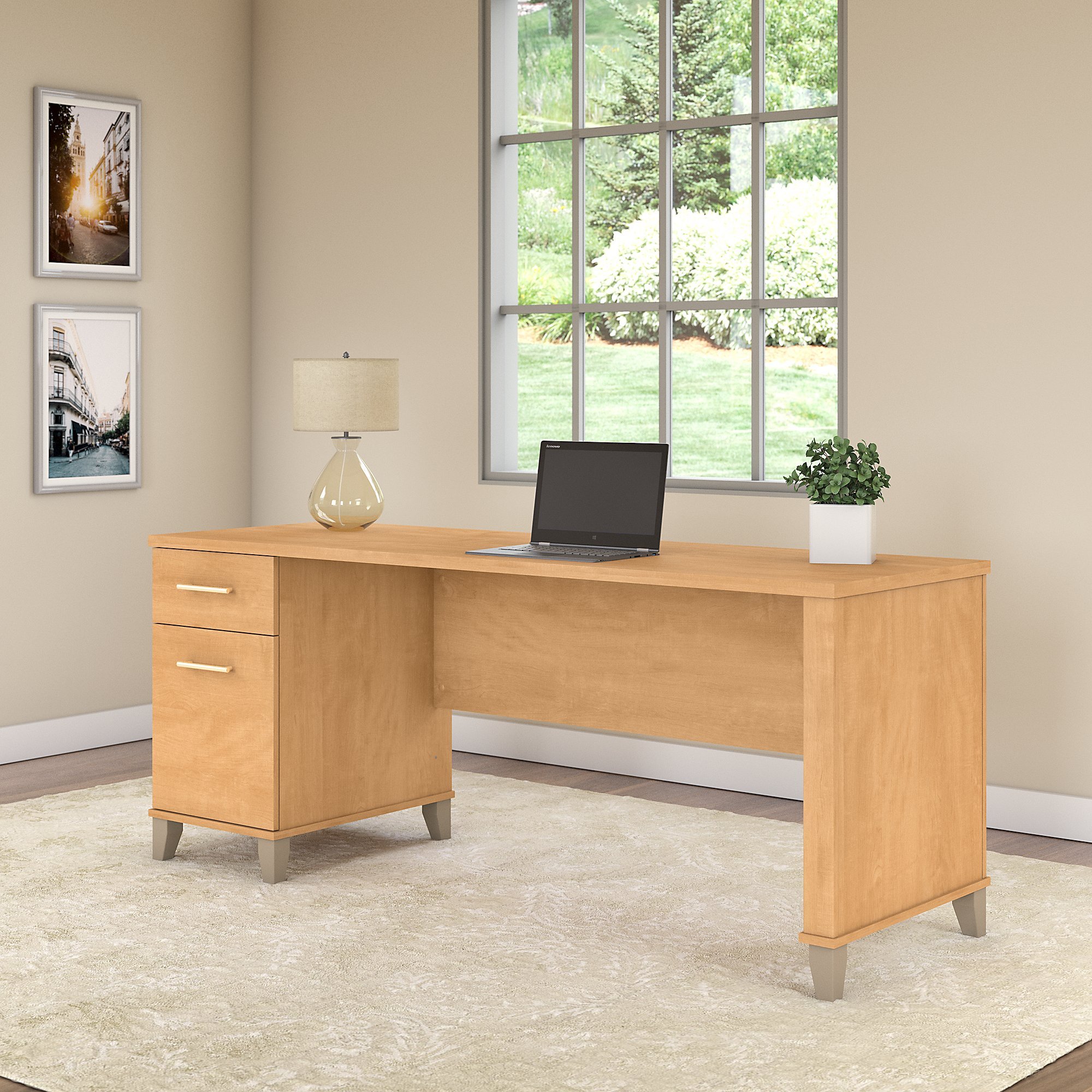 Maple Cross Office Desk with Drawers - Somerset-1