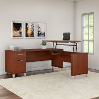 Hansen Cherry 3 Position Sit to Stand L Shaped Desk - Somerset