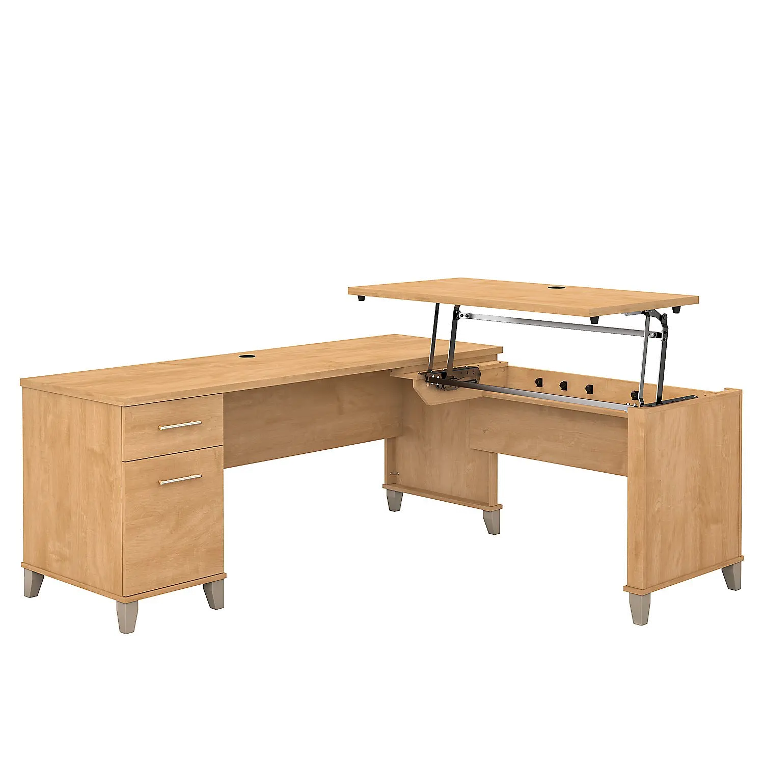 SET014MC Maple Cross 3 Position Sit to Stand L Shaped Desk - Somerset-2