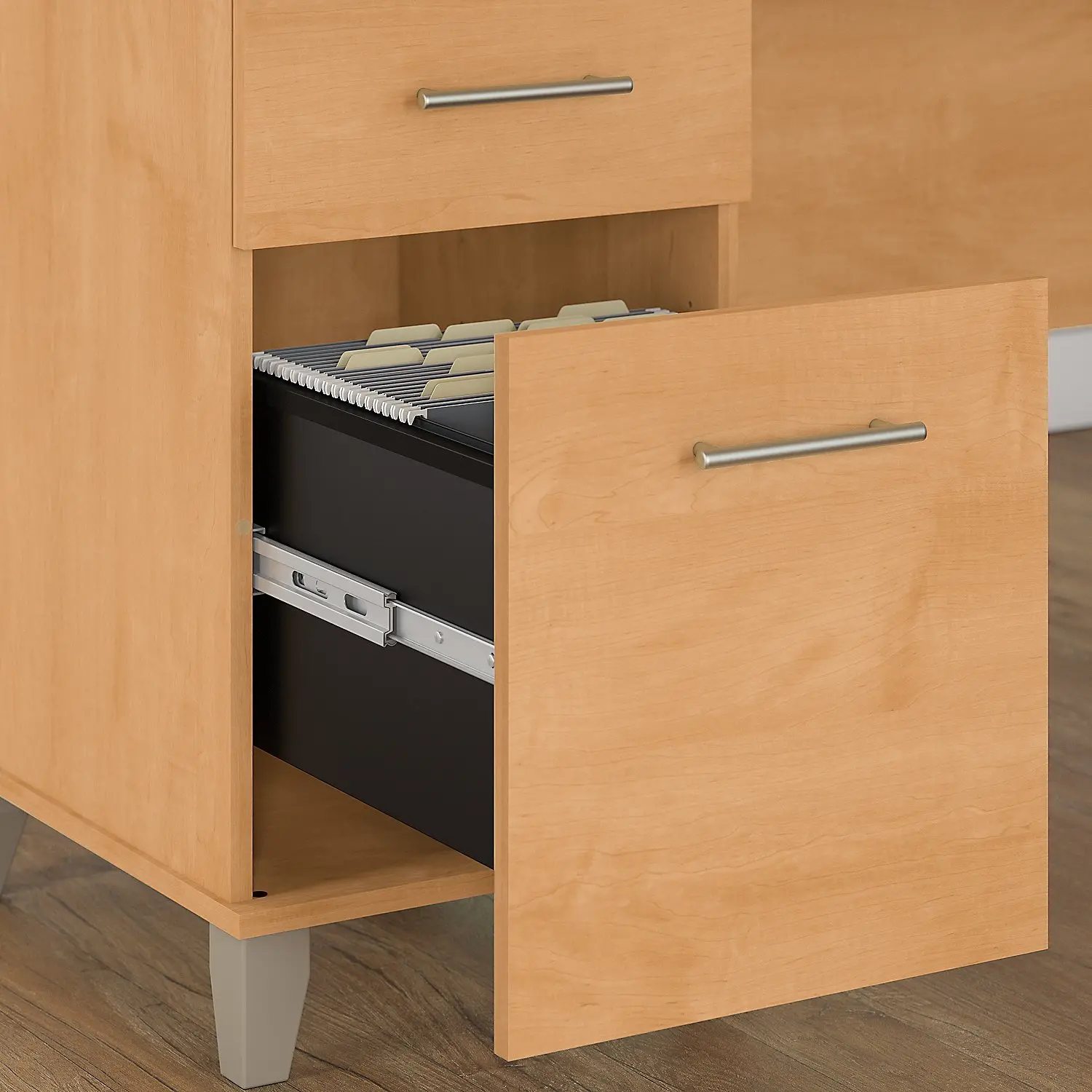 SET014MC Maple Cross 3 Position Sit to Stand L Shaped Desk - Somerset-5