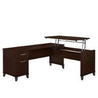 Mocha Cherry 3 Position Sit to Stand L Shaped Desk - Somerset-3