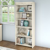 Antique White 5 Shelf Bookcase - Stanford