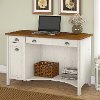 Antique White and Tea Maple Computer Desk with Drawers - Stanford
