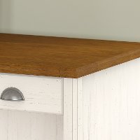 Antique White and Tea Maple Computer Desk with Drawers - Stanford-4