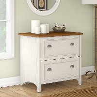 Antique White and Tea Maple 2 Drawer Lateral File Cabinet - Stanford