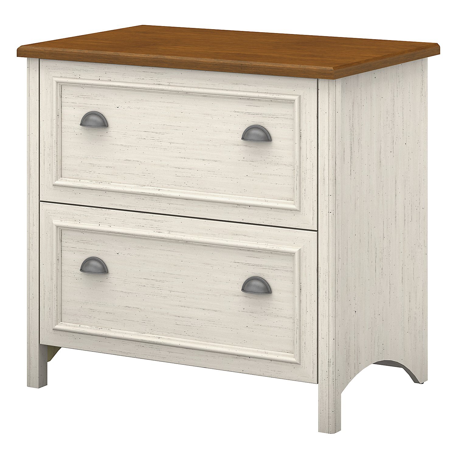 Antique White and Tea Maple 2 Drawer Lateral File Cabinet - Stanford-2