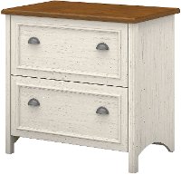 Antique White and Tea Maple 2 Drawer Lateral File Cabinet - Stanford-2