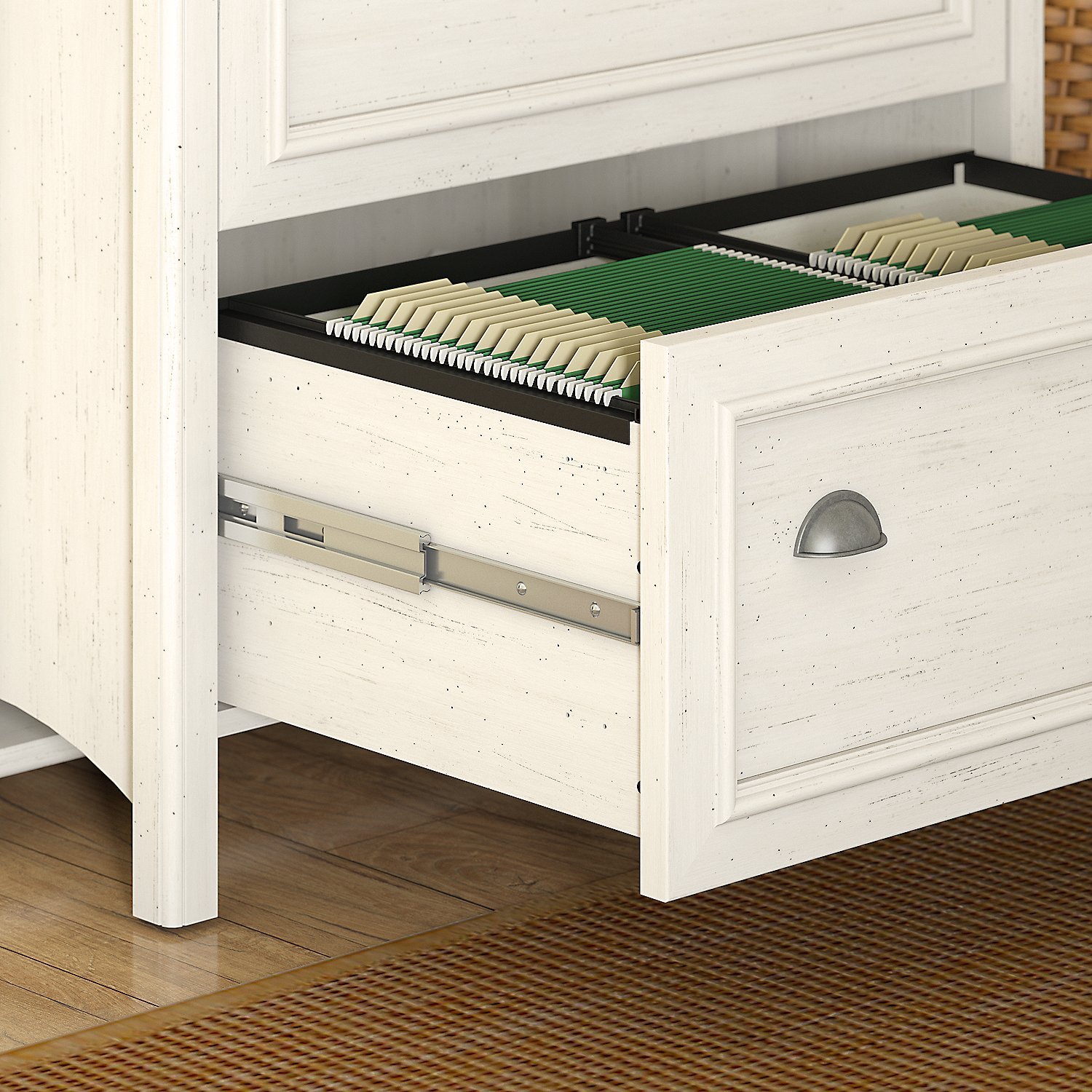 Antique White and Tea Maple 2 Drawer Lateral File Cabinet - Stanford-3