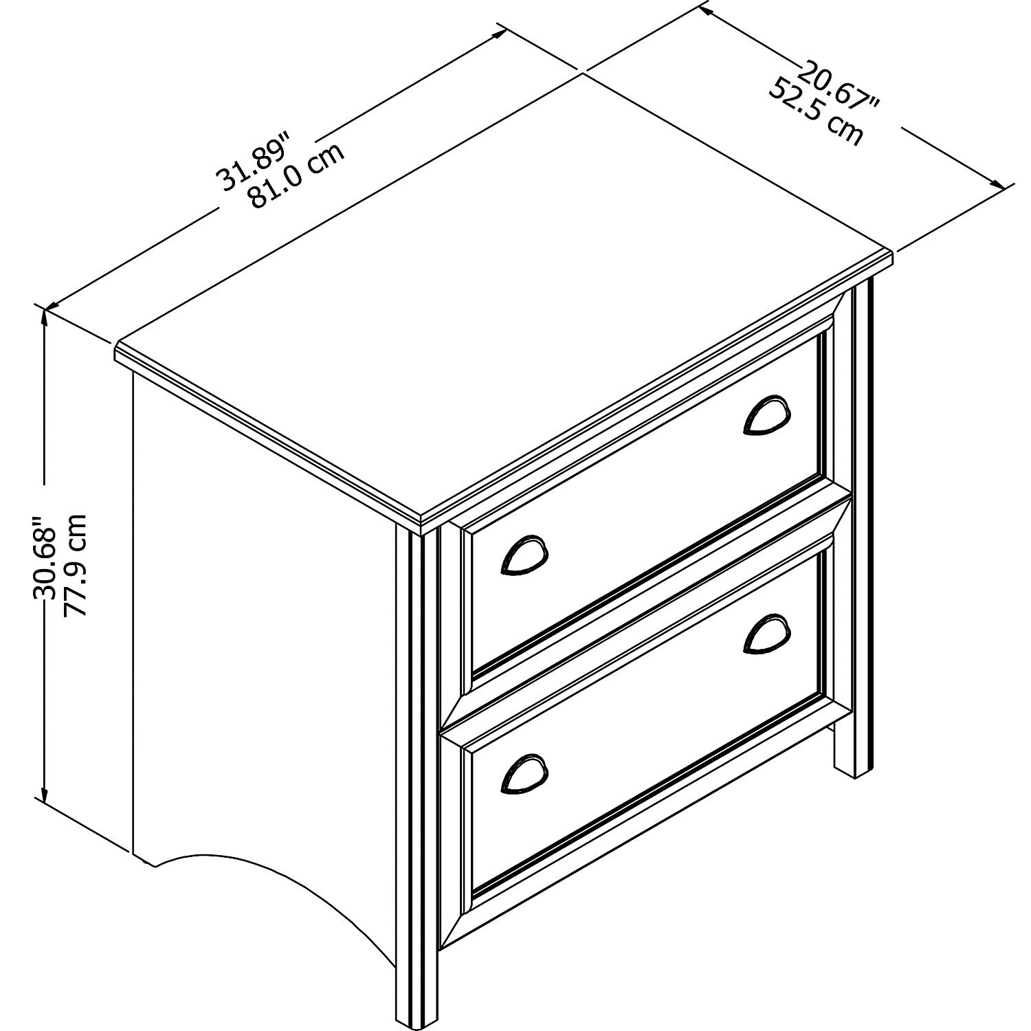 Antique White and Tea Maple 2 Drawer Lateral File Cabinet - Stanford-5
