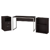 Espresso Oak Computer Desk with File Cabinet and Bookcase - Torte-2