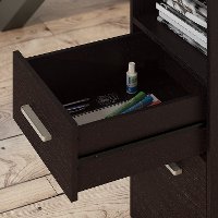 Espresso Oak Computer Desk with File Cabinet and Bookcase - Torte-4