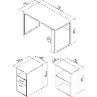Espresso Oak Computer Desk with File Cabinet and Bookcase - Torte-6