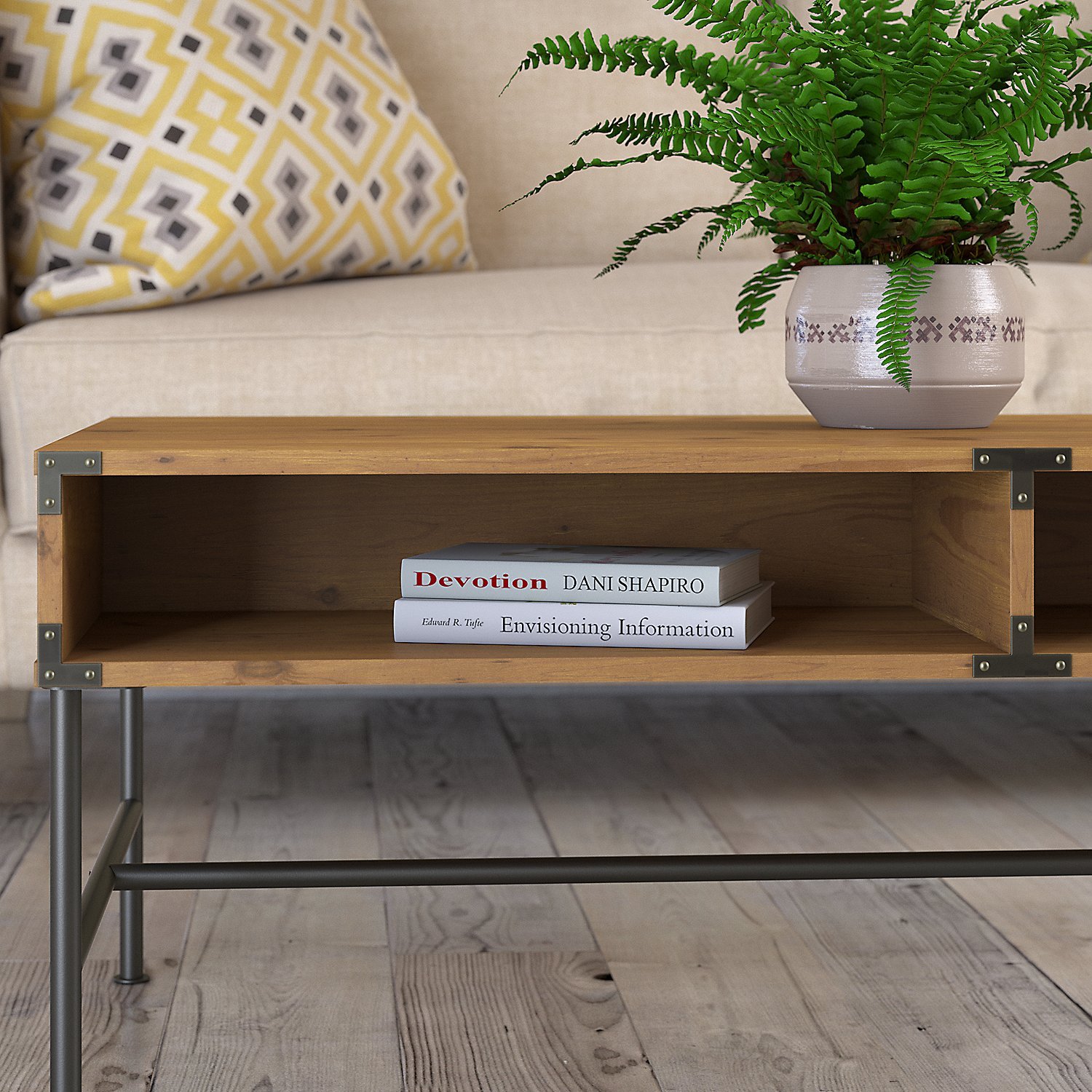 Industrial Golden Pine Coffee Table - Ironworks-3