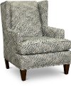 Taupe and Blue Wingback Chair with Silver Nail Head Detailing