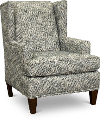 Taupe and Blue Wingback Chair with Silver Nail Head Detailing