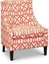 Transitional Coral and Cream Club Accent Chair - Devin