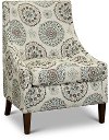 Beige, Brown and Slate Blue Folkart Club Accent Chair - Devin